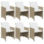 vidaXL Set comedor de jardín 7 pzas con cojines ratán sintético beige vidaXL Set comedor de jardín 7 pzas con cojines ratán sintético beige