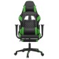 vidaXL Silla gaming de masaje y reposapiés cuero sintético negro verde vidaXL Silla gaming de masaje y reposapiés cuero sintético negro verde