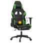 vidaXL Silla gaming de masaje y reposapiés cuero sintético negro verde vidaXL Silla gaming de masaje y reposapiés cuero sintético negro verde