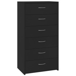 vidaXL Aparador con 6 cajones madera contrachapada negro 50x34x96 cm