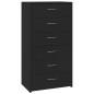 vidaXL Aparador con 6 cajones madera contrachapada negro 50x34x96 cm