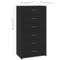 vidaXL Aparador con 6 cajones madera contrachapada negro 50x34x96 cm