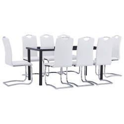 vidaXL Juego de comedor 9 piezas cuero sintético blanco
