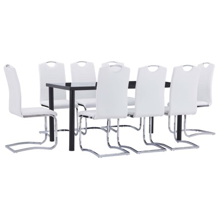 vidaXL Juego de comedor 9 piezas cuero sintético blanco