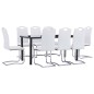 vidaXL Juego de comedor 9 piezas cuero sintético blanco vidaXL Juego de comedor 9 piezas cuero sintético blanco