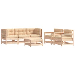 vidaXL Juego de muebles de jardín 6 piezas y cojines madera maciza