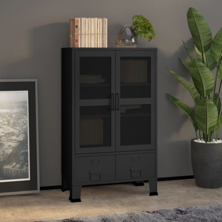 vidaXL Baúl de almacenaje industrial metal negro 70x40x115 cm