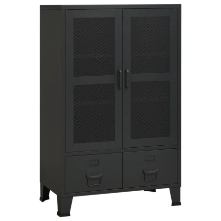 vidaXL Baúl de almacenaje industrial metal negro 70x40x115 cm