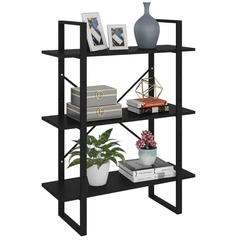 vidaXL Estantería de madera contrachapada negro 80x30x105 cm vidaXL Estantería de madera contrachapada negro 80x30x105 cm