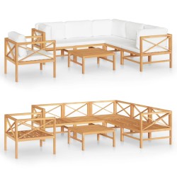 vidaXL Set de muebles de jardín 7 pzas madera de teca y cojines crema
