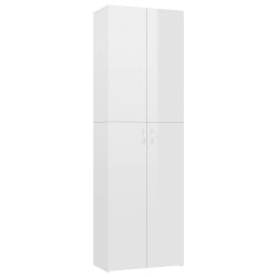 vidaXL Armario de oficina de contrachapado blanco brillo 60x32x190 cm