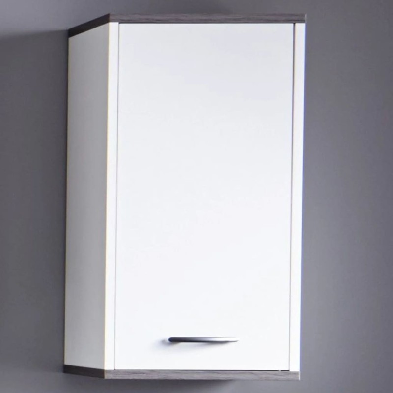 Trendteam Armario de pared para baño SanDiego blanco y plata ahumado Trendteam Armario de pared para baño SanDiego blanco y plata ahumado