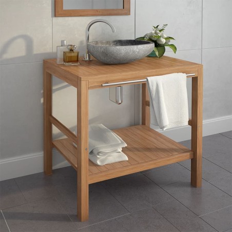 vidaXL Mueble de lavabo tocador madera teca maciza 74x45x75 cm