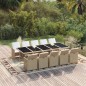 vidaXL Set comedor de jardín 11 piezas y cojines ratán sintético beige vidaXL Set comedor de jardín 11 piezas y cojines ratán sintético beige
