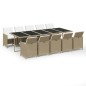 vidaXL Set comedor de jardín 11 piezas y cojines ratán sintético beige vidaXL Set comedor de jardín 11 piezas y cojines ratán sintético beige