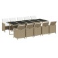 vidaXL Set comedor de jardín 11 piezas y cojines ratán sintético beige vidaXL Set comedor de jardín 11 piezas y cojines ratán sintético beige