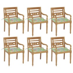 vidaXL Sillas Batavia 6 unidades madera maciza de teca con cojines