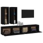 vidaXL Muebles para TV 4 piezas madera maciza de pino negro