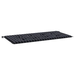 vidaXL Cojín de banco de jardín tela Oxford a cuadros negro 120x50x3cm