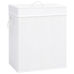 vidaXL Cesta para la ropa sucia de bambú de una sección blanca 83 l