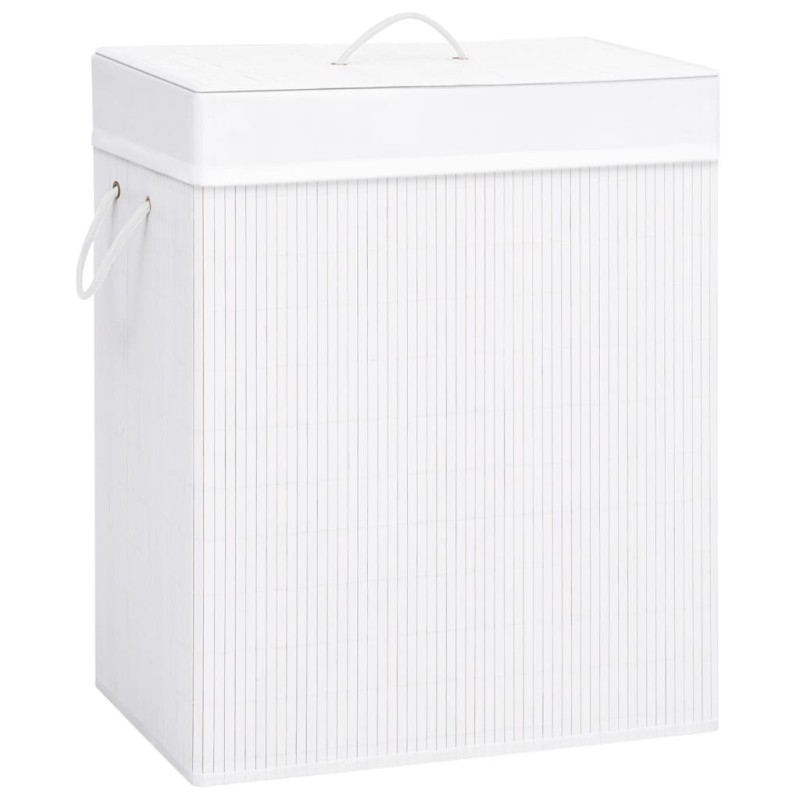 vidaXL Cesta para la ropa sucia de bambú de una sección blanca 83 l vidaXL Cesta para la ropa sucia de bambú de una sección blanca 83 l