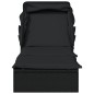 vidaXL Tumbona con toldo plegable ratán sintético negro 213x63x97cm