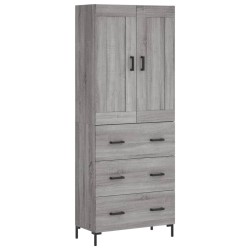 vidaXL Aparador alto madera contrachapada gris sonoma 69,5x34x180 cm