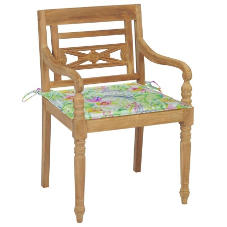 vidaXL Sillas Batavia 6 unidades madera maciza de teca con cojines