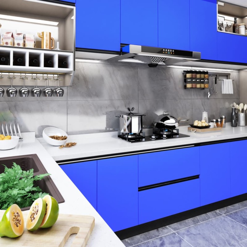 vidaXL Láminas autoadhesivas muebles PVC azul brillante 500x90 cm vidaXL Láminas autoadhesivas muebles PVC azul brillante 500x90 cm