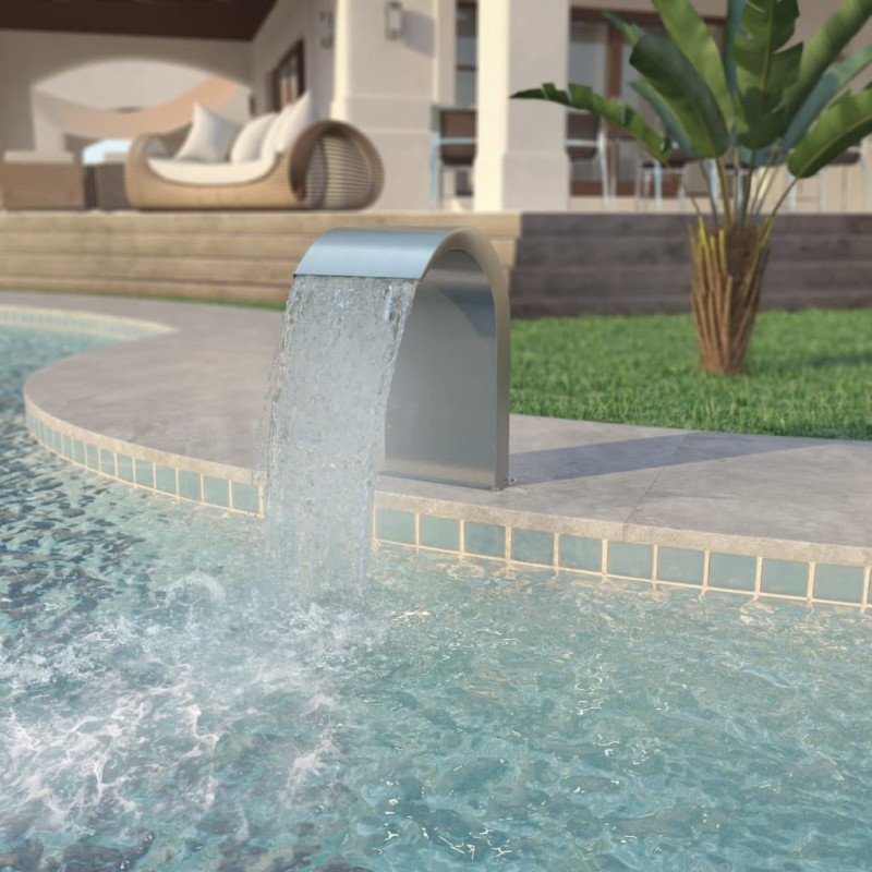 vidaXL Fuente de piscina de acero inoxidable plateada 45x30x65 cm   