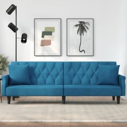vidaXL Sofá cama con reposabrazos terciopelo azul