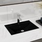 vidaXL Lavabo rectangular de cerámica hueco de grifo/desagüe negro vidaXL Lavabo rectangular de cerámica hueco de grifo/desagüe negro