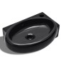 vidaXL Lavabo redondo de cerámica con orificio de grifo/desagüe negro