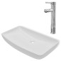 vidaXL Lavabo de baño rectangular con grifo mezclador cerámica blanco vidaXL Lavabo de baño rectangular con grifo mezclador cerámica blanco