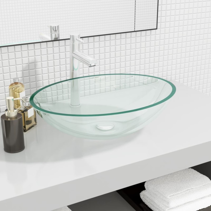 vidaXL Lavabo de vidrio transparente 50x37x14 cm vidaXL Lavabo de vidrio transparente 50x37x14 cm