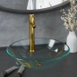 vidaXL Lavabo con grifo y tapón pulsador cristal templado transparente vidaXL Lavabo con grifo y tapón pulsador cristal templado transparente