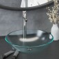 vidaXL Lavabo con grifo y tapón pulsador cristal templado esmerilado vidaXL Lavabo con grifo y tapón pulsador cristal templado esmerilado
