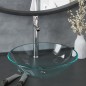 vidaXL Lavabo con grifo y tapón pulsador cristal templado transparente vidaXL Lavabo con grifo y tapón pulsador cristal templado transparente