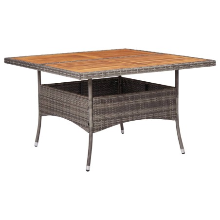 vidaXL Mesa comedor para jardín ratán sintético madera de acacia gris