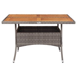 vidaXL Mesa comedor para jardín ratán sintético madera de acacia gris