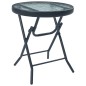 vidaXL Mesa de jardín bistró acero y vidrio negro 40x46 cm vidaXL Mesa de jardín bistró acero y vidrio negro 40x46 cm