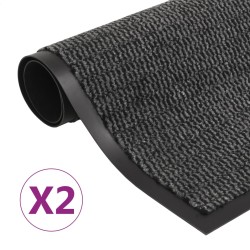 vidaXL Alfombras de entrada rectangulares de nudo 2 uds gris 40x60 cm