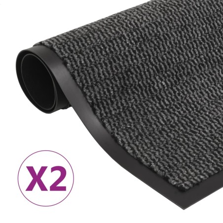 vidaXL Alfombras de entrada rectangulares de nudo 2 uds gris 40x60 cm