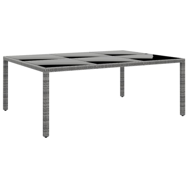 vidaXL Mesa jardín vidrio templado ratán sintético gris 200x150x75 cm vidaXL Mesa jardín vidrio templado ratán sintético gris 200x150x75 cm