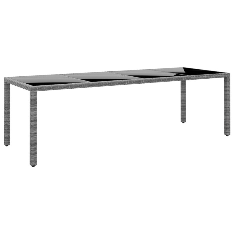 vidaXL Mesa jardín vidrio templado ratán sintético gris 250x100x75 cm vidaXL Mesa jardín vidrio templado ratán sintético gris 250x100x75 cm