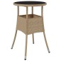 vidaXL Mesa de jardín vidrio templado ratán sintético beige Ø60x75 cm vidaXL Mesa de jardín vidrio templado ratán sintético beige Ø60x75 cm