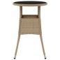 vidaXL Mesa de jardín vidrio templado ratán sintético beige Ø60x75 cm vidaXL Mesa de jardín vidrio templado ratán sintético beige Ø60x75 cm