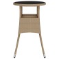 vidaXL Mesa de jardín vidrio templado ratán sintético beige Ø60x75 cm vidaXL Mesa de jardín vidrio templado ratán sintético beige Ø60x75 cm