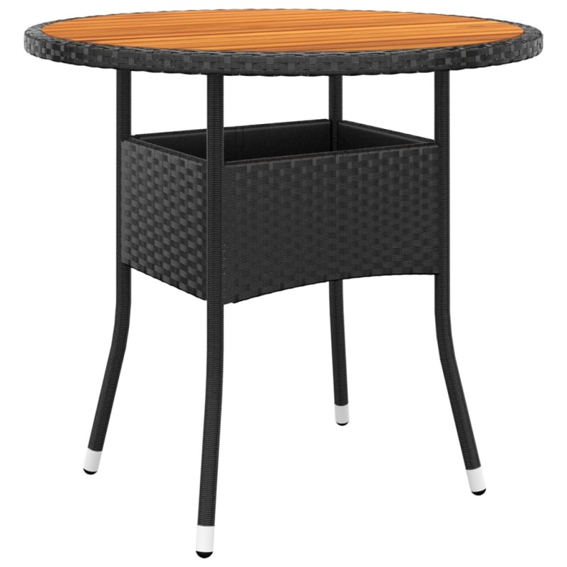 vidaXL Mesa de jardín madera acacia y ratán sintético negro Ø80x75 cm vidaXL Mesa de jardín madera acacia y ratán sintético negro Ø80x75 cm