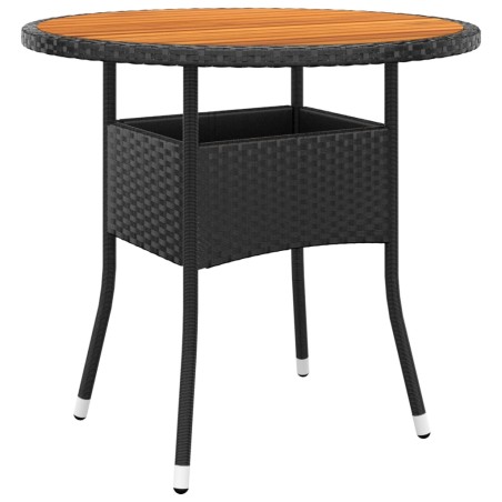 vidaXL Mesa de jardín madera acacia y ratán sintético negro Ø80x75 cm